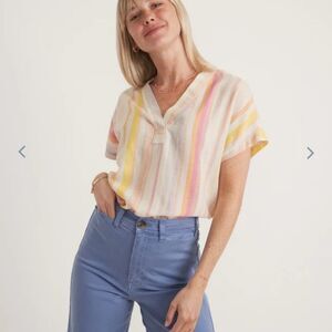 Marine Layer Bali Tunic in White Variegated Multi Stripe